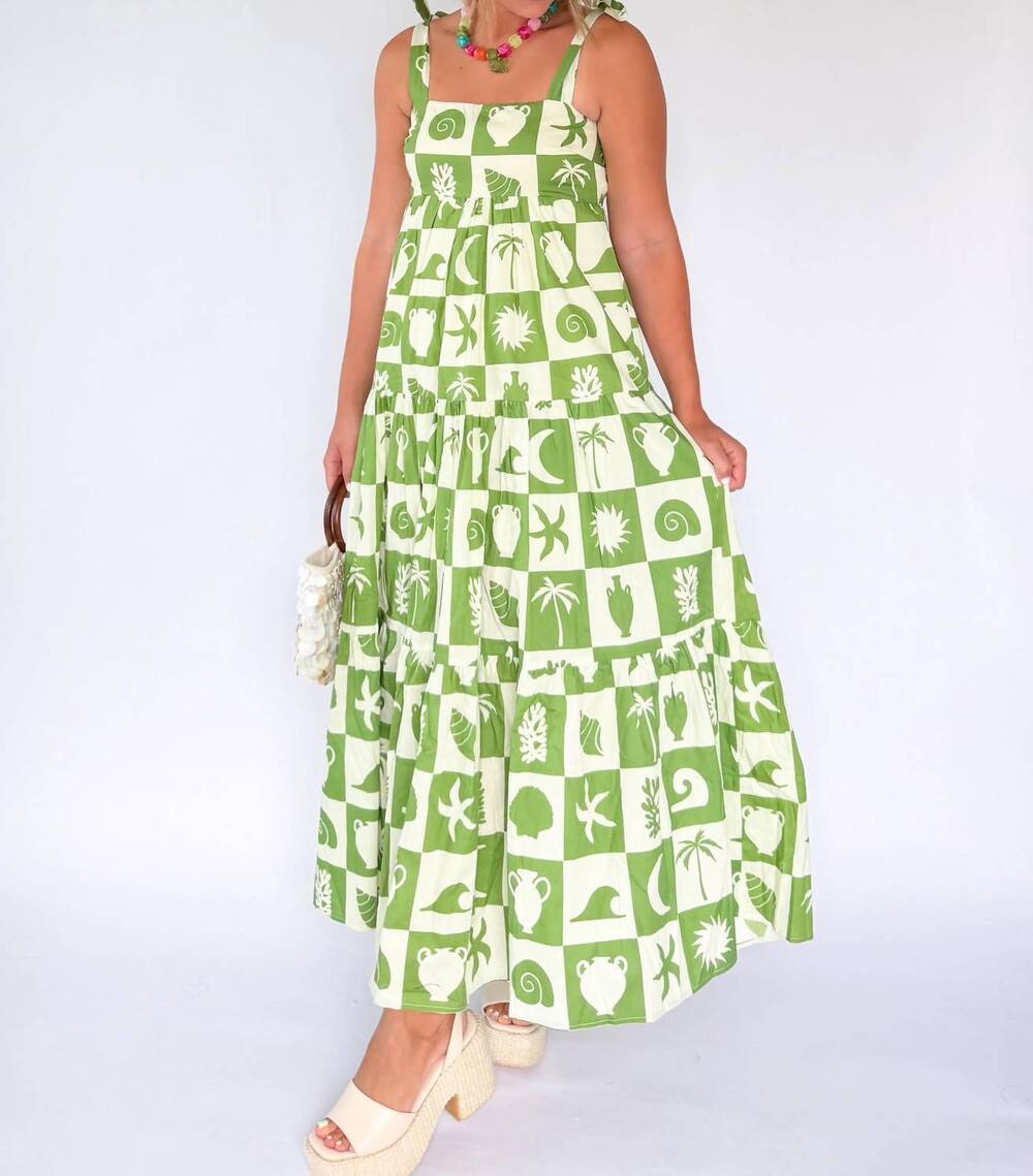 NEW KARLIE tie shoulder maxi dress in ibiza